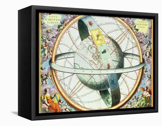 The Situation of the Earth in the Heavens-Andreas Cellarius-Framed Stretched Canvas