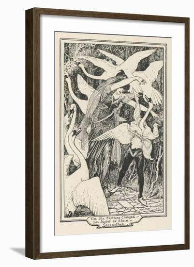 The Six Brothers are Changed into Swans by Their Stepmother-Henry Justice Ford-Framed Art Print