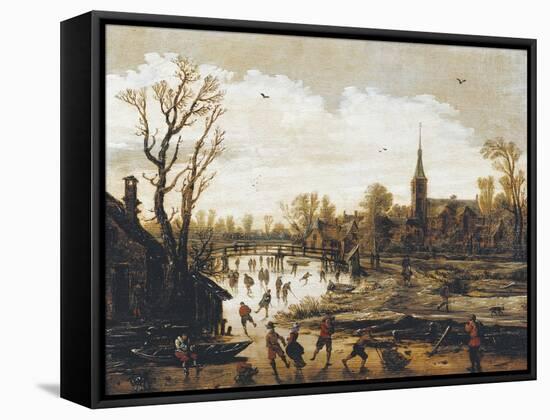 The Skaters-Jan Van Goyen-Framed Stretched Canvas