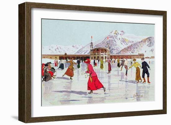 The Skating Rink in Davos, Switzerland-Carlo Pellegrini-Framed Giclee Print