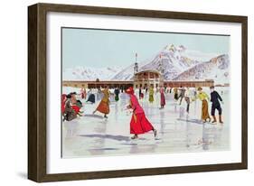 The Skating Rink in Davos, Switzerland-Carlo Pellegrini-Framed Giclee Print