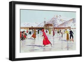 The Skating Rink in Davos, Switzerland-Carlo Pellegrini-Framed Premium Giclee Print