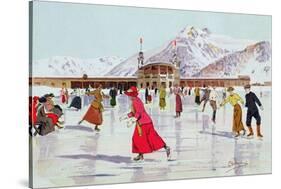 The Skating Rink in Davos, Switzerland-Carlo Pellegrini-Stretched Canvas
