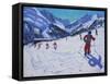 The Ski Instructor, Mottaret-Andrew Macara-Framed Stretched Canvas