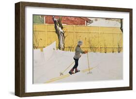 The Skier, circa 1909-Carl Larsson-Framed Giclee Print