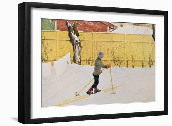 The Skier, circa 1909-Carl Larsson-Framed Giclee Print