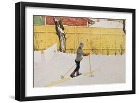 The Skier, circa 1909-Carl Larsson-Framed Giclee Print