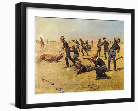 The Skirmish Line-Charles Shreyvogel-Framed Art Print