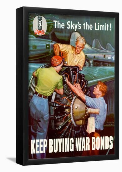 The Sky's the Limit Keep Buying War Bonds WWII War Propaganda Art Print Poster-null-Framed Poster