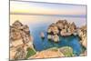 The sky turns pink at dawn on Ponta da Piedade Lagos Algarve Portugal Europe-ClickAlps-Mounted Photographic Print