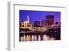 The Skyline of Downtown Hartford, Connecticut at Dusk from across the Connecticut River.-SeanPavonePhoto-Framed Photographic Print