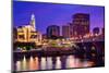 The Skyline of Downtown Hartford, Connecticut at Dusk from across the Connecticut River.-SeanPavonePhoto-Mounted Photographic Print