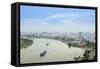 The skyline of Ho Chi Minh City (Saigon) showing the Bitexco tower and the Saigon River, Ho Chi Min-Alex Robinson-Framed Stretched Canvas