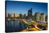 The skyline of Panama City at night, Panama City, Panama, Central America-Michael Runkel-Stretched Canvas