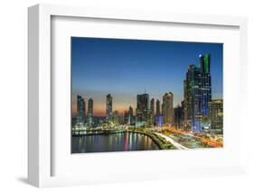 The skyline of Panama city at night, Panama City, Panama, Central America-Michael Runkel-Framed Photographic Print