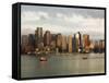 The Skyline of the Financial District Across Boston Harbor at Dawn, Boston, Massachusetts, USA-Amanda Hall-Framed Stretched Canvas