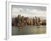 The Skyline of the Financial District Across Boston Harbor at Dawn, Boston, Massachusetts, USA-Amanda Hall-Framed Photographic Print