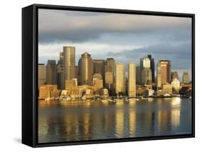 The Skyline of the Financial District Across Boston Harbor at Dawn, Boston, Massachusetts, USA-Amanda Hall-Framed Stretched Canvas