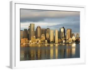 The Skyline of the Financial District Across Boston Harbor at Dawn, Boston, Massachusetts, USA-Amanda Hall-Framed Photographic Print