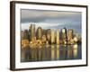 The Skyline of the Financial District Across Boston Harbor at Dawn, Boston, Massachusetts, USA-Amanda Hall-Framed Photographic Print
