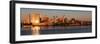 The skyscrapers of Philadelphia rise above the Delaware River at sunrise-null-Framed Photographic Print