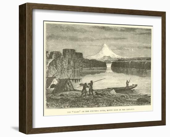 The "Slabs" on the Columbia River, Mount Hood in the Distance-null-Framed Giclee Print