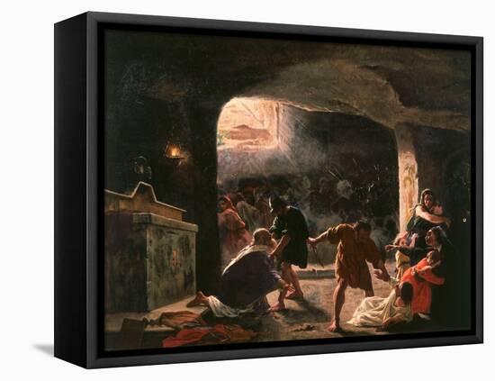 The Slaughter of the First Christians in the Catacombs-Giuseppe Mancinelli-Framed Stretched Canvas