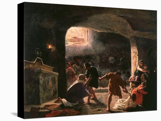 The Slaughter of the First Christians in the Catacombs-Giuseppe Mancinelli-Stretched Canvas