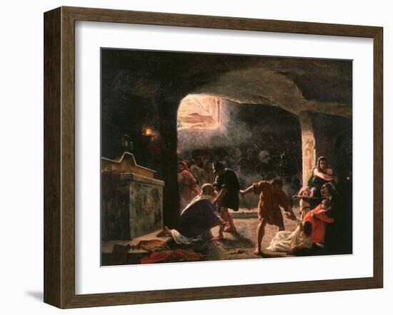 The Slaughter of the First Christians in the Catacombs-Giuseppe Mancinelli-Framed Giclee Print