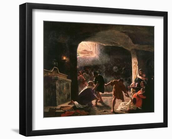 The Slaughter of the First Christians in the Catacombs-Giuseppe Mancinelli-Framed Giclee Print