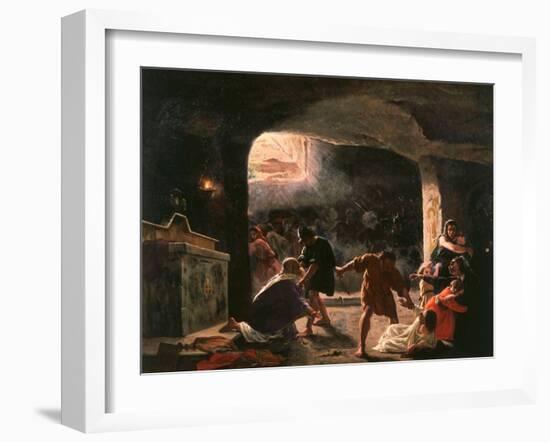 The Slaughter of the First Christians in the Catacombs-Giuseppe Mancinelli-Framed Giclee Print