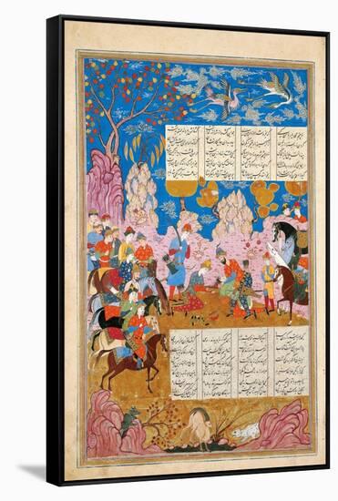 The Slaying of Siyawush (Manuscript Illumination from the Epic Shahname by Ferdows)-null-Framed Stretched Canvas