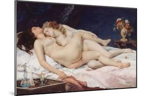 The Sleep, 1866, by Gustave Courbet, French realist painter. The painting.-Gustave Courbet-Mounted Art Print