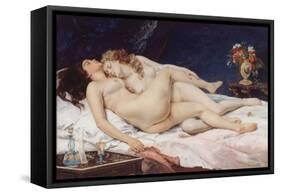 The Sleep, 1866, by Gustave Courbet, French realist painter. The painting.-Gustave Courbet-Framed Stretched Canvas