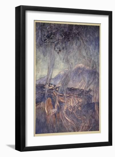 The sleep of Brunnhilde, illustration from 'The Rhinegold and the Valkyrie', 1910-Arthur Rackham-Framed Giclee Print