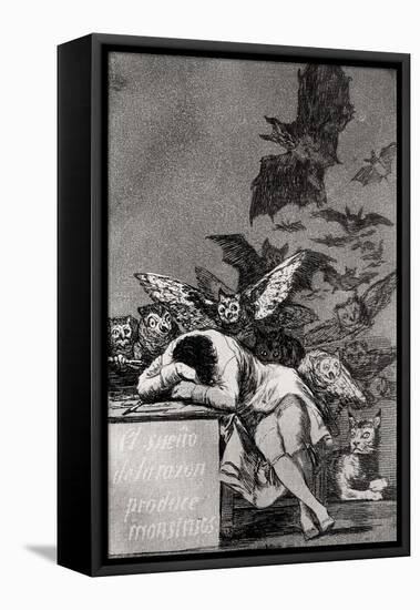 The Sleep of Reason Produces Monsters, from "Los Caprichos"-Francisco de Goya-Framed Stretched Canvas