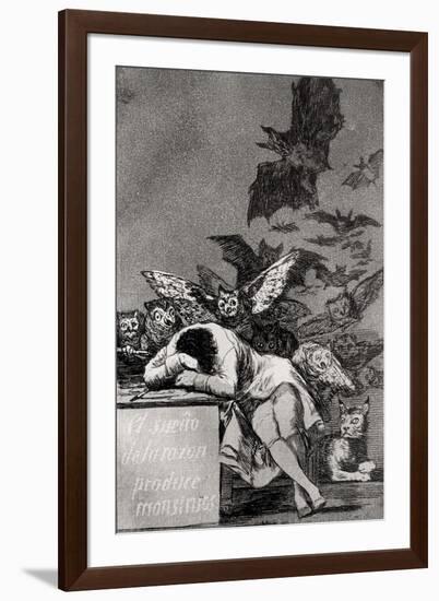 The Sleep of Reason Produces Monsters, from "Los Caprichos"-Francisco de Goya-Framed Giclee Print