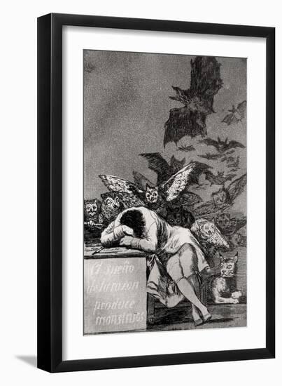 The Sleep of Reason Produces Monsters, from "Los Caprichos"-Francisco de Goya-Framed Premium Giclee Print