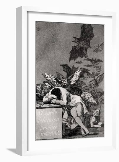 The Sleep of Reason Produces Monsters, from "Los Caprichos"-Francisco de Goya-Framed Premium Giclee Print