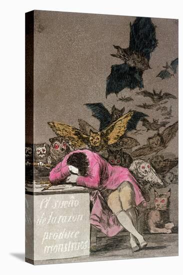 The Sleep of Reason Produces Monsters, Plate 43 of "Los Caprichos," Published circa 1810-Francisco de Goya-Stretched Canvas