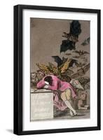 The Sleep of Reason Produces Monsters, Plate 43 of "Los Caprichos," Published circa 1810-Francisco de Goya-Framed Giclee Print