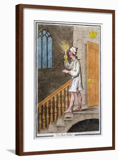 The Sleep-Walker, Published by Hannah Humphrey in 1795 (Hand-Coloured Etching0-James Gillray-Framed Giclee Print