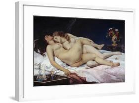 The Sleepers also known as the Sleep (Le Sommeil) by Gustave Courbet-null-Framed Giclee Print