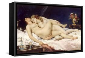 The Sleepers (Le Sommei)-Gustave Courbet-Framed Stretched Canvas