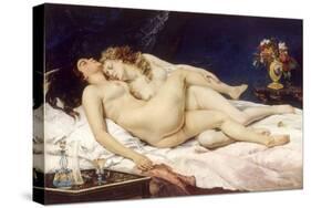 The Sleepers (Le Sommei)-Gustave Courbet-Stretched Canvas