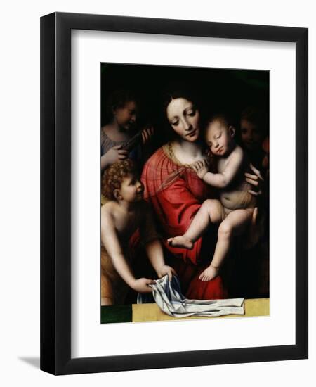 The Sleeping Christ, or Madonna and Sleeping Child with Three Angels, 1532-Bernardino Luini-Framed Giclee Print