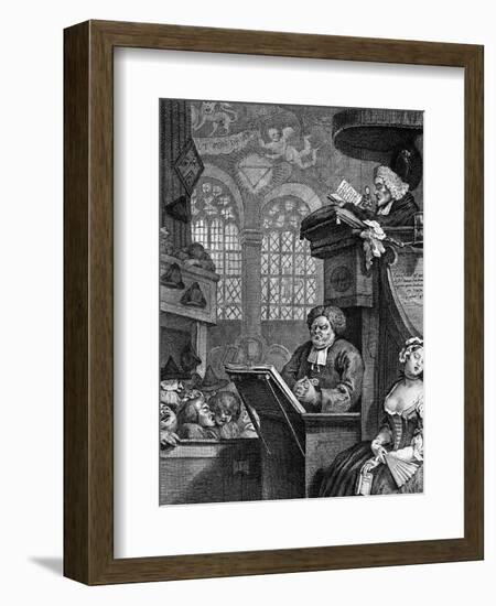 The Sleeping Congregation, 1736-William Hogarth-Framed Giclee Print