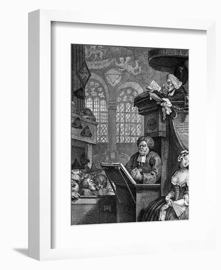 The Sleeping Congregation, 1736-William Hogarth-Framed Giclee Print