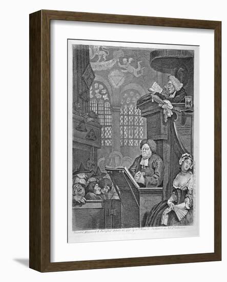 'The sleeping congregation', 1736-William Hogarth-Framed Giclee Print