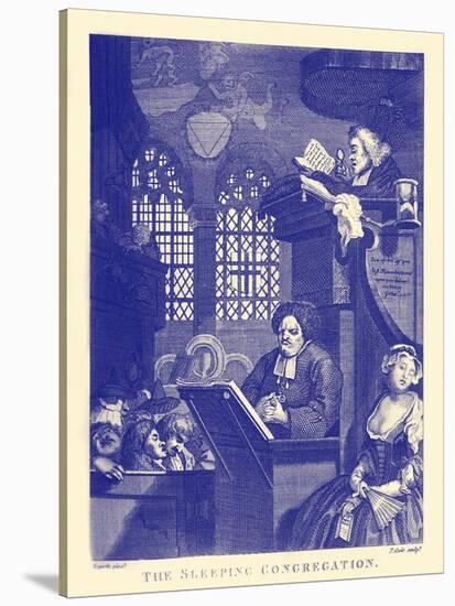 The Sleeping Congregation-William Hogarth-Stretched Canvas
